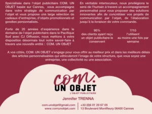 COM. UN OBJET Objets Publicitaires à Cannes